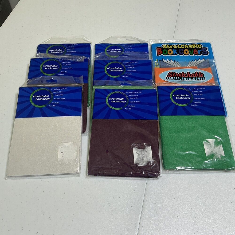 Stretchable Book‎ Covers 8x10 Standard Random Assorted Colors Lot Of 9 Reusable